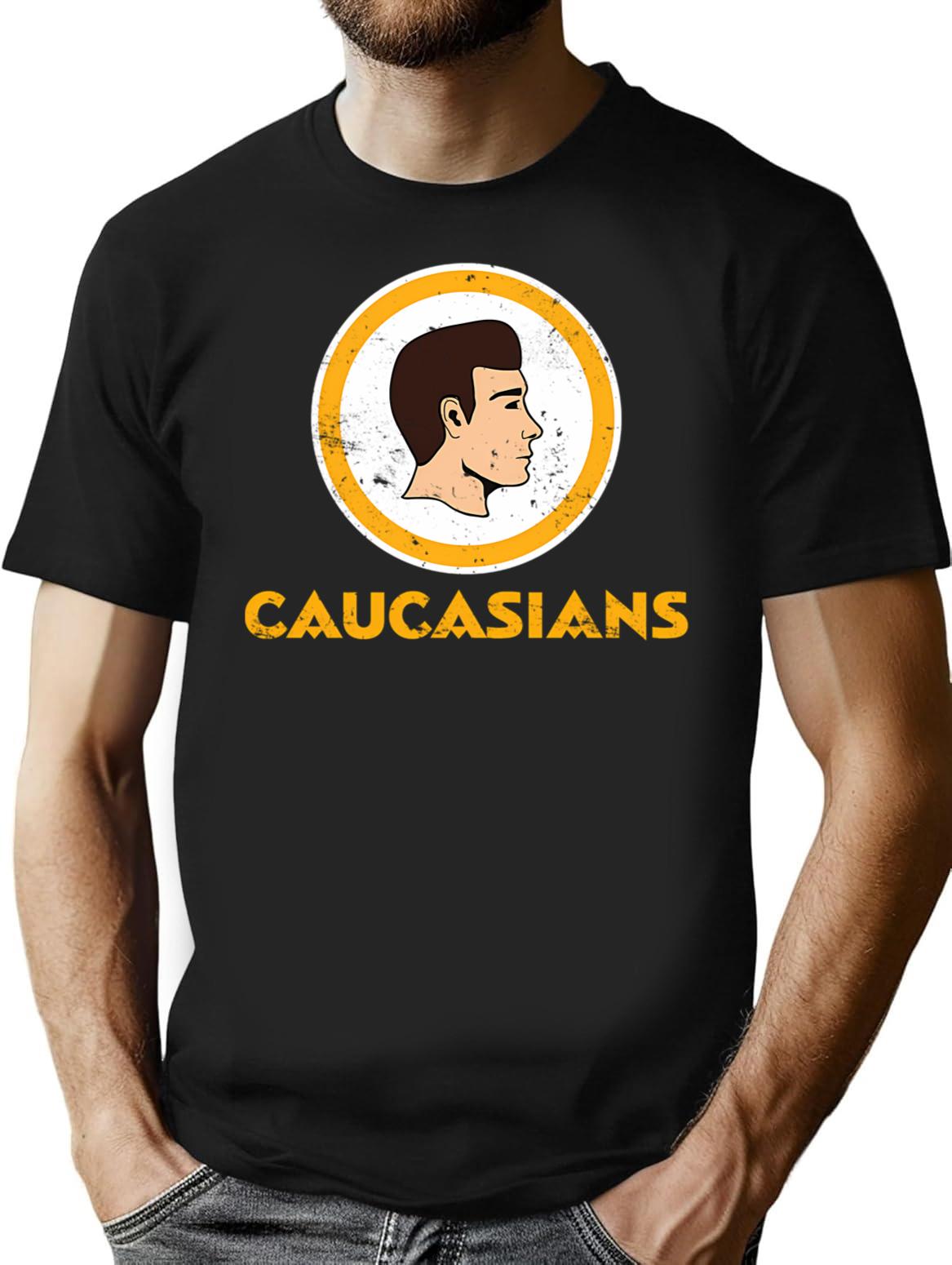 Caucasians Football T-Shirt - Retro Graphic Tee for Men & Women - Black