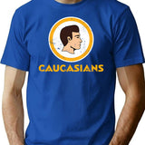 Caucasians Football T-Shirt - Retro Graphic Tee for Men & Women - Blue
