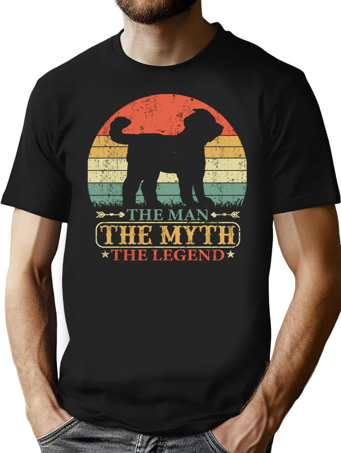 Cavoodle Dog Dad Legend Vintage T-Shirt - Retro Graphic Casual Tee - Black