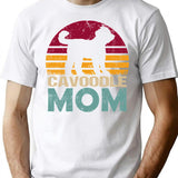 Cavoodle Dog Mom Vintage T-Shirt - Retro Graphic Casual Tee - White