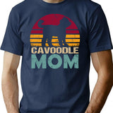 Cavoodle Dog Mom Vintage T-Shirt - Retro Graphic Casual Tee - Navy