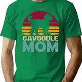 Cavoodle Dog Mom Vintage T-Shirt - Retro Graphic Casual Tee - Green