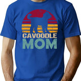 Cavoodle Dog Mom Vintage T-Shirt - Retro Graphic Casual Tee - Blue