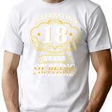 Celebrating 18 Years T-Shirt - Retro Graphic Tee for Men & Women - White