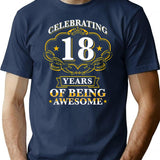 Celebrating 18 Years T-Shirt - Retro Graphic Tee for Men & Women - Navy