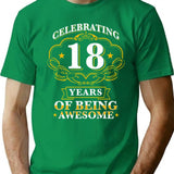 Celebrating 18 Years T-Shirt - Retro Graphic Tee for Men & Women - Green