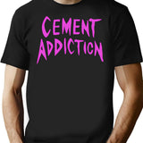 Cement Addiction T-Shirt - Retro Graphic Tee for Men & Women - Black