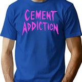 Cement Addiction T-Shirt - Retro Graphic Tee for Men & Women - Blue