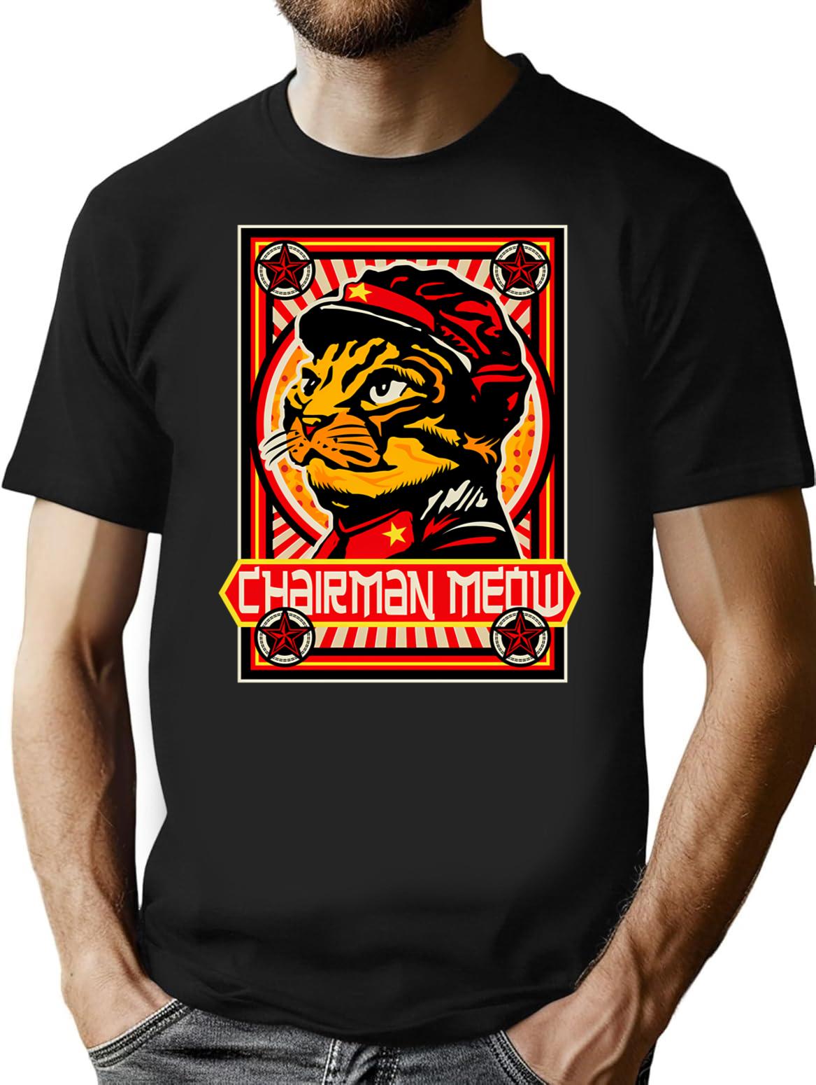 Chairman Meow Lts T-Shirt - Retro Graphic Tee for Men & Women - Black