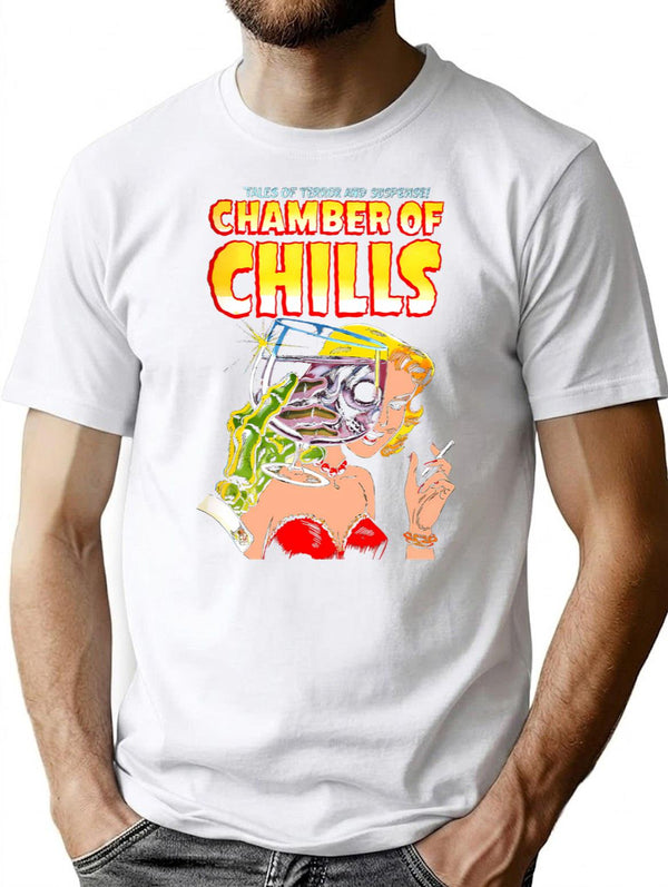 Chamber Of Chills Horror Comic Cover For Black Shirts T-Shirt for Men & Women, T-Shirts Graphic Tee - White