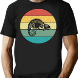 Chameleon Chamaeleon Retro Vintage T-Shirt - Retro Graphic Casual Tee - Black