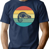 Chameleon Chamaeleon Retro Vintage T-Shirt - Retro Graphic Casual Tee - Navy