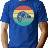 Chameleon Chamaeleon Retro Vintage T-Shirt - Retro Graphic Casual Tee - Blue