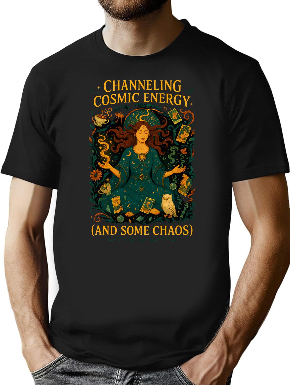 Channeling Cosmic Energy (and Some Chaos) Art Nouveau T-shirt - Black