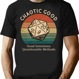 Chaotic Good Good Intentions Questionable Methods Vintage T-Shirt - Black