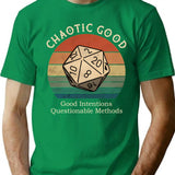 Chaotic Good Good Intentions Questionable Methods Vintage T-Shirt - Green