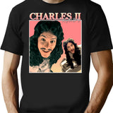 Charles Ii Vintageretro Design T-Shirt - Retro Graphic Casual Tee - Black