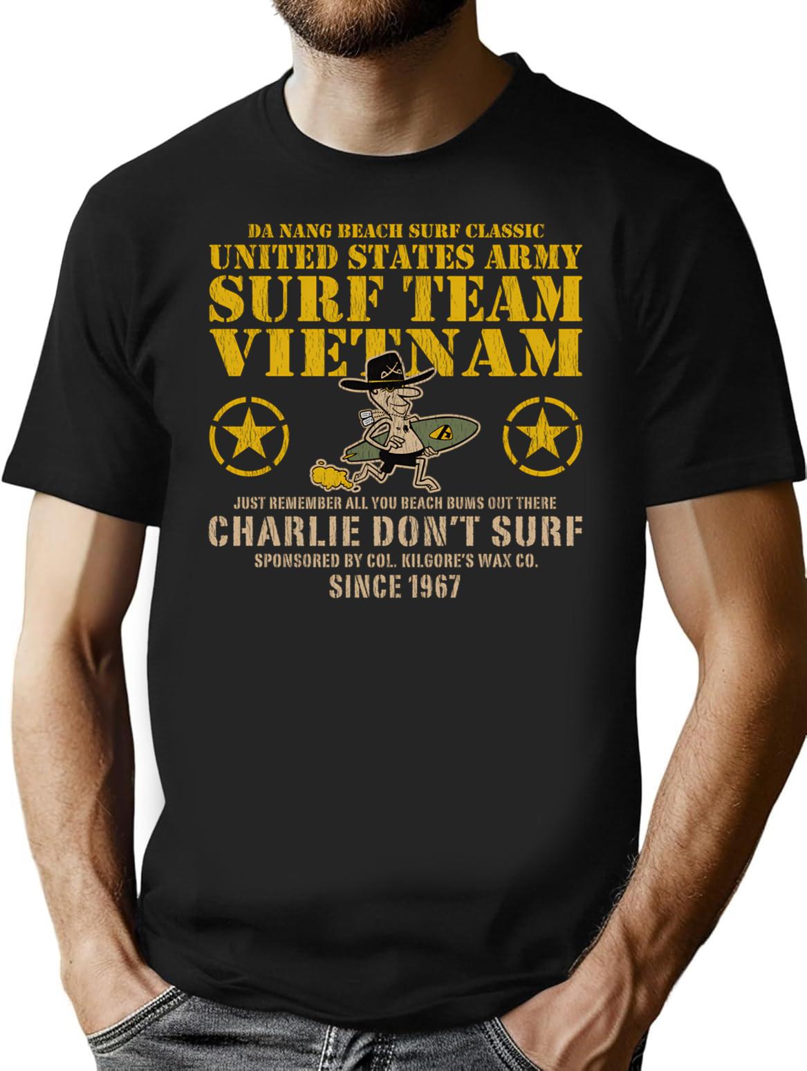 Charlie Don'T Surf Surf Team Worn (1) T-Shirt for Men & Women, T-Shirts Graphic Tee - Black
