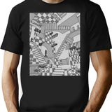 Check Dimension T-Shirt - Retro Graphic Tee for Men & Women - Black