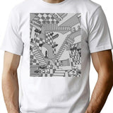 Check Dimension T-Shirt - Retro Graphic Tee for Men & Women - White