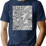 Check Dimension T-Shirt - Retro Graphic Tee for Men & Women - Navy