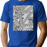 Check Dimension T-Shirt - Retro Graphic Tee for Men & Women - Blue