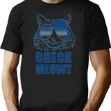 Check Meowt T-Shirt - Retro Graphic Tee for Men & Women - Black