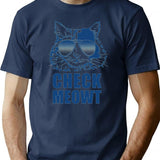 Check Meowt T-Shirt - Retro Graphic Tee for Men & Women - Navy