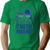 Check Meowt T-Shirt - Retro Graphic Tee for Men & Women - Green