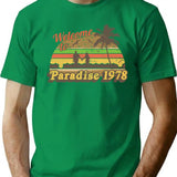 Cheesburger In Paradise 1978 T-Shirt - Retro Graphic Tee for Men & Women - Green