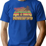 Cheesburger In Paradise 1978 T-Shirt - Retro Graphic Tee for Men & Women - Blue