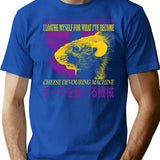 Cheese Devouring Machine Rat T-Shirt - Retro Graphic Tee for Men & Women - Blue