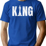 Chess King Vintage Design T-Shirt - Retro Graphic Casual Tee - Blue
