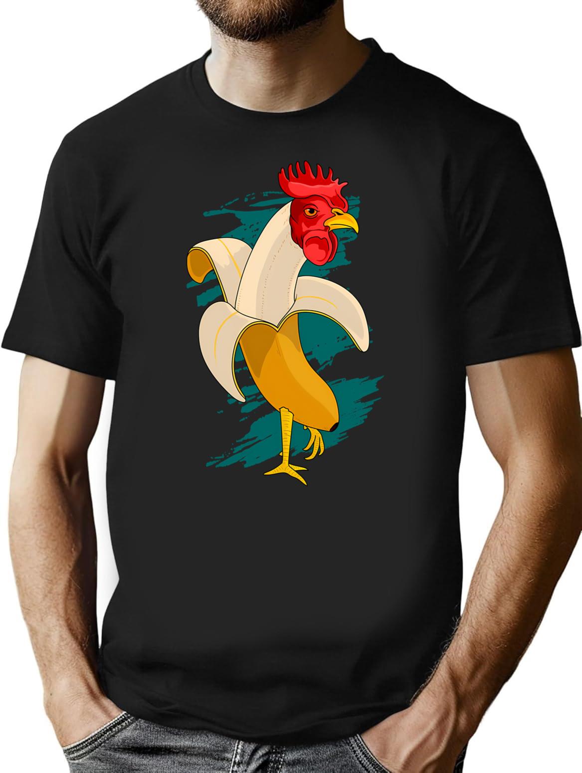 Chicken Banana Farming Chickens T-Shirt - Retro Graphic Tee for Men & Women - Black