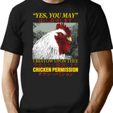 Chicken Permission Vintage Japanese Chicken T-Shirt - Retro Graphic Casual Tee - Black