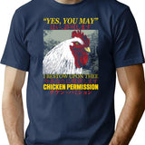 Chicken Permission Vintage Japanese Chicken T-Shirt - Retro Graphic Casual Tee - Navy