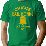 Chico's Bail Bonds T-Shirt - Retro Graphic Tee for Men & Women - Green