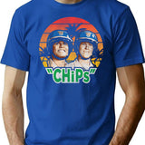Chips Tv Show Retro Worn T-Shirt for Men & Women, T-Shirts Graphic Tee - Blue