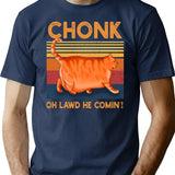 Chonk Oh Lawd He Comin' T-Shirt - Retro Graphic Tee for Men & Women - Navy