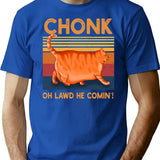 Chonk Oh Lawd He Comin' T-Shirt - Retro Graphic Tee for Men & Women - Blue