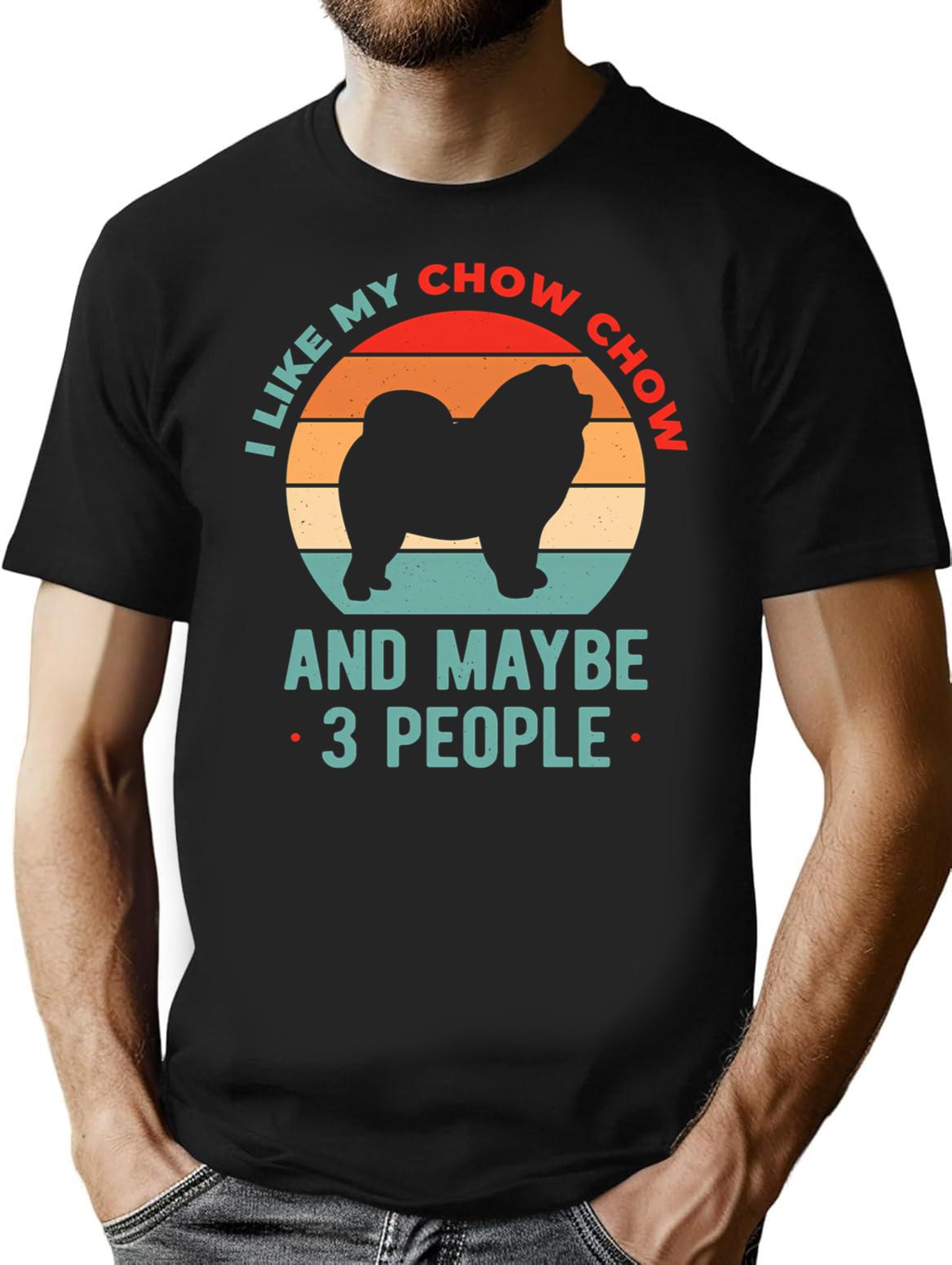 Chow Chow T-Shirt - Retro Graphic Tee for Men & Women - Black