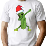 Christmas Pickle Dab Pickle Christmas T-Shirt - Retro Graphic Tee for Men & Women - White