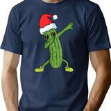 Christmas Pickle Dab Pickle Christmas T-Shirt - Retro Graphic Tee for Men & Women - Navy