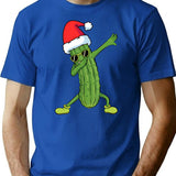 Christmas Pickle Dab Pickle Christmas T-Shirt - Retro Graphic Tee for Men & Women - Blue