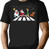 Christmas Road T-Shirt - Retro Graphic Tee for Men & Women - Black