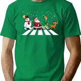 Christmas Road T-Shirt - Retro Graphic Tee for Men & Women - Green