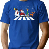 Christmas Road T-Shirt - Retro Graphic Tee for Men & Women - Blue