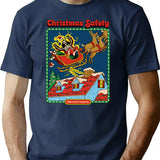 Christmas Safety T-Shirt - Retro Graphic Tee for Men & Women - Navy