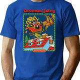 Christmas Safety T-Shirt - Retro Graphic Tee for Men & Women - Blue