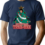 Christmas Tree-hee T-Shirt - Retro Graphic Tee for Men & Women - Navy